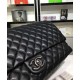 Celebrity Black Caviar Leather Antique Metal Chain Strap CC Logo Turn Lock - Faux Chanel Lady Large Flap Bag 46CM