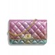 Replica Chanel 2.55 Colorful Crinkled Metallic Goatskin Golden Chain Wallet Women's Flap Crossbody Bag For Sale Pink