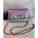 Replica Chanel 2.55 Colorful Crinkled Metallic Goatskin Golden Chain Wallet Women's Flap Crossbody Bag For Sale Pink