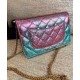 Replica Chanel 2.55 Colorful Crinkled Metallic Goatskin Golden Chain Wallet Women's Flap Crossbody Bag For Sale Pink