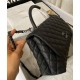 Best Price Black Metal CC Logo Signature Single Top Handle - Imitation Chanel Black Dimoand Leather Tote Bag