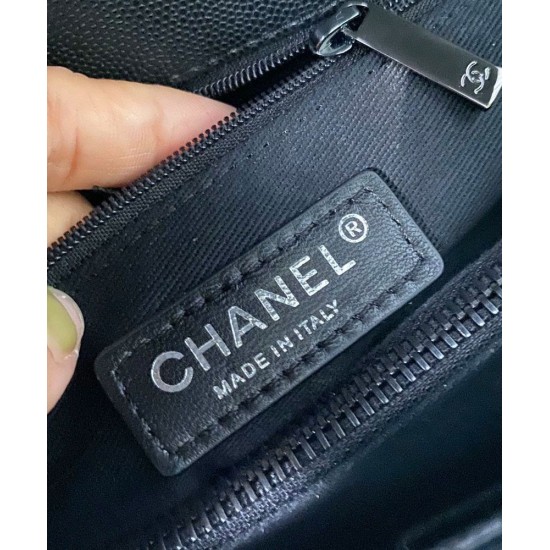 Best Price Black Metal CC Logo Signature Single Top Handle - Imitation Chanel Black Dimoand Leather Tote Bag