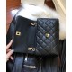 Fashion Black Quilted Leather Twist Design Lock Single Top Handle - Faux Chanel Hobo Bag For Ladies 25CM