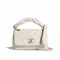 Elegant Style Single Top Handle Twist CC Turn Lock Golden Chain Shoulder Strap - Faux Chanel White Leather Tote Bag