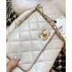 Elegant Style Single Top Handle Twist CC Turn Lock Golden Chain Shoulder Strap - Faux Chanel White Leather Tote Bag