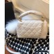 Elegant Style Single Top Handle Twist CC Turn Lock Golden Chain Shoulder Strap - Faux Chanel White Leather Tote Bag