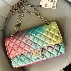 Fashion Colorful Crinkled Leather Quilted Style Silver Chain - Women's Chanel 2.55 Double Flaps Bag Pink