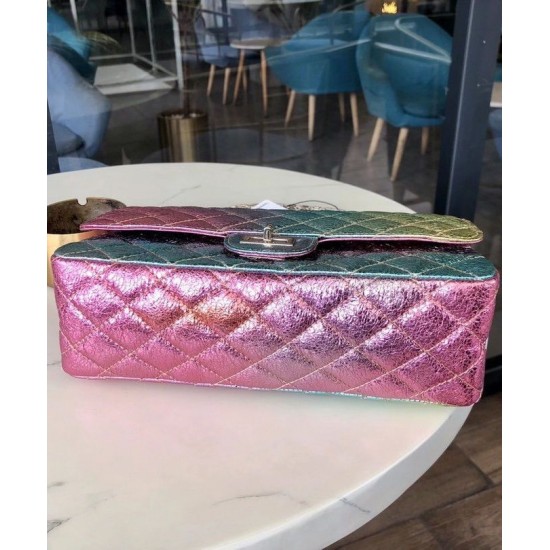 Fashion Colorful Crinkled Leather Quilted Style Silver Chain - Women's Chanel 2.55 Double Flaps Bag Pink