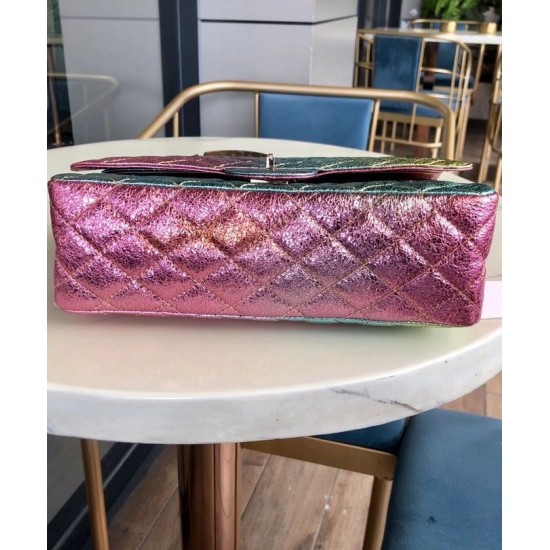 Fashion Colorful Crinkled Leather Quilted Style Silver Chain - Women's Chanel 2.55 Double Flaps Bag Pink