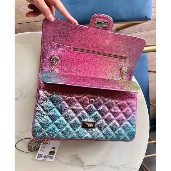 Fashion Colorful Crinkled Leather Quilted Style Silver Chain - Women's Chanel 2.55 Double Flaps Bag Pink