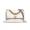 Replica Chanel 19 White Goatskin Leather Gold-Tone Silver-Tone & Ruthenium-Finish Metal Turn Lock Chain Detail Flap Bag For Ladies