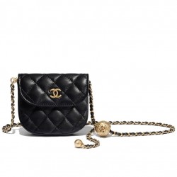 Low Price Golden Bead Detail CC Logo Turn Lock Flap Design Waist Bag - Women's Chanel Black Leather Mini Crossbody Bag