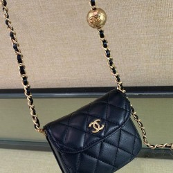 Low Price Golden Bead Detail CC Logo Turn Lock Flap Design Waist Bag - Women's Chanel Black Leather Mini Crossbody Bag