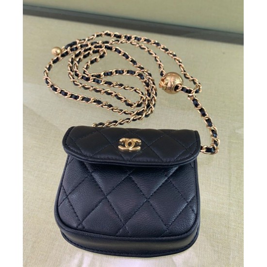 Low Price Golden Bead Detail CC Logo Turn Lock Flap Design Waist Bag - Women's Chanel Black Leather Mini Crossbody Bag