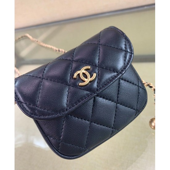 Low Price Golden Bead Detail CC Logo Turn Lock Flap Design Waist Bag - Women's Chanel Black Leather Mini Crossbody Bag