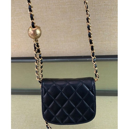 Low Price Golden Bead Detail CC Logo Turn Lock Flap Design Waist Bag - Women's Chanel Black Leather Mini Crossbody Bag