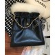 Fake Chanel Brass CC Signature Drawstring Closure Women's Medium Black Quilted Leather Chain Bucket Bag UK