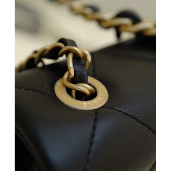 Fashion Black Quilted Leather Round Single Chain Top Handle - Faux Chanel Flap Style Women's Chain Bag