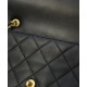 Fashion Black Quilted Leather Round Single Chain Top Handle - Faux Chanel Flap Style Women's Chain Bag