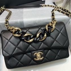 Top Sale Two-tone Top Handle Chain Shoulder Strap Classic CC Turn Lock - Imitation Chanel Black Quilted Leather Flap Bag