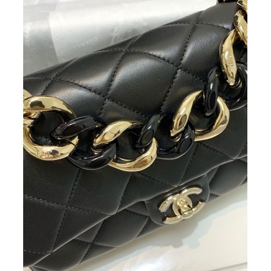 Top Sale Two-tone Top Handle Chain Shoulder Strap Classic CC Turn Lock - Imitation Chanel Black Quilted Leather Flap Bag