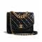 Low Price Classic Diamond Quilted Pattern Brass Chain Top Handle CC Turn Lock - Replica Chanel Black Leather Chain Bag 22CM