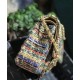 Replica Chanel Classic A01112 Golden CC Turn Lock Women's Multicolor Tweed Medium Flap Bag Apricot Online