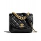 Hot Selling Yellow Gold Thick Chain Top Handle Front Pocket - Women's Chanel Black Quilted Leather Flap Bag