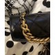 Hot Selling Yellow Gold Thick Chain Top Handle Front Pocket - Women's Chanel Black Quilted Leather Flap Bag