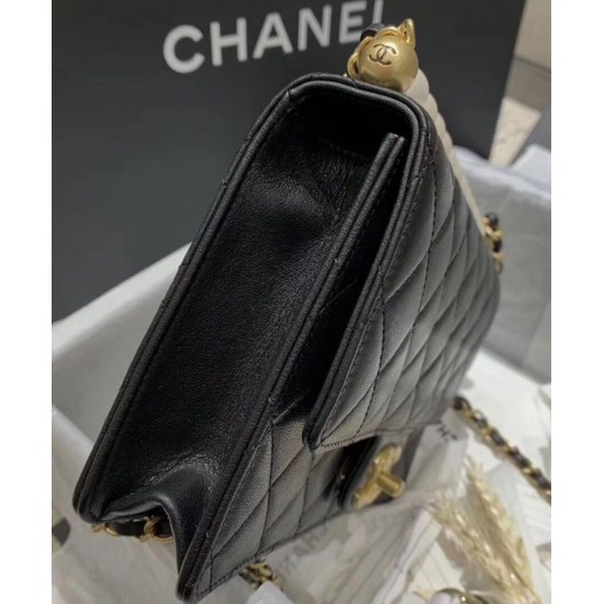 2022 New Top White Pearl Decoration CC Logo Turn Lock - Women's Fake Chanel Chain Strap Black Flap Bag