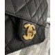 2022 New Top White Pearl Decoration CC Logo Turn Lock - Women's Fake Chanel Chain Strap Black Flap Bag