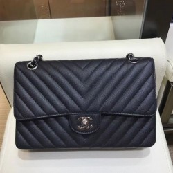 Latest V Type Quilted Leather Slipping Chain Shoulder Strap Silver Hardware - Replica Chanel Female Medium Flap Bag