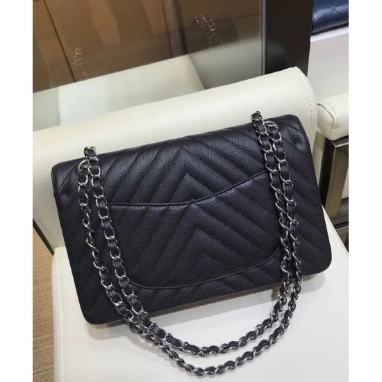 Latest V Type Quilted Leather Slipping Chain Shoulder Strap Silver Hardware - Replica Chanel Female Medium Flap Bag