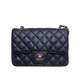 Imitation Chanel Silver Chain Shoulder Strap Diamond Quilted Pattern CC Turn Lock Ladies Classic Black Caviar Leather Small Bag