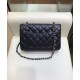 Imitation Chanel Silver Chain Shoulder Strap Diamond Quilted Pattern CC Turn Lock Ladies Classic Black Caviar Leather Small Bag