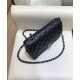 Imitation Chanel Silver Chain Shoulder Strap Diamond Quilted Pattern CC Turn Lock Ladies Classic Black Caviar Leather Small Bag