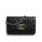 Imitation Chanel Fashion Asymmetric CC Logo Oversized Flap Design Black Quilted Leather Long Wallet Women's Chain Crossbody Bag