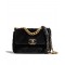 Precious Black Velvet Diamond-type Lattice Brass CC Lock & Chain Strap - Replica Chanel 19 Women's Flap Crossbody Bag 26CM