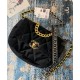 Precious Black Velvet Diamond-type Lattice Brass CC Lock & Chain Strap - Replica Chanel 19 Women's Flap Crossbody Bag 26CM