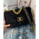 Precious Black Velvet Diamond-type Lattice Brass CC Lock & Chain Strap - Replica Chanel 19 Women's Flap Crossbody Bag 26CM