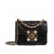 Faux Chanel Beautiful White Pearl Black Onyx Square Brass Buckle Women's Chain Strap Black Quilted Leather Flap Bag 17CM