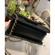 Faux Chanel Beautiful White Pearl Black Onyx Square Brass Buckle Women's Chain Strap Black Quilted Leather Flap Bag 17CM