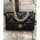 Top Sale Brass Chain Handle CC Logo Turn Lock Two-tone Chain Strap - Imitation Chanel Female Black Quilted Leather Maxi Flap Bag