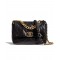 Fashion Black Goatskin Leather Two-tone Chain Detail Brass CC Turn Lock - Faux Chanel 19 Women's Quilted Leather Flap Bag AS1160 B04852 94305