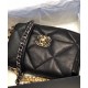 Fashion Black Goatskin Leather Two-tone Chain Detail Brass CC Turn Lock - Faux Chanel 19 Women's Quilted Leather Flap Bag AS1160 B04852 94305