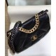 Hot Selling CC Motif Turn Lock Closure Brass Chain Top Handle Rhombus Quilted Pattern - Fake Chanel 19 Black Goatskin Leather Flap Bag 30CM