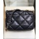 Hot Selling CC Motif Turn Lock Closure Brass Chain Top Handle Rhombus Quilted Pattern - Fake Chanel 19 Black Goatskin Leather Flap Bag 30CM