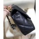 Hot Selling CC Motif Turn Lock Closure Brass Chain Top Handle Rhombus Quilted Pattern - Fake Chanel 19 Black Goatskin Leather Flap Bag 30CM