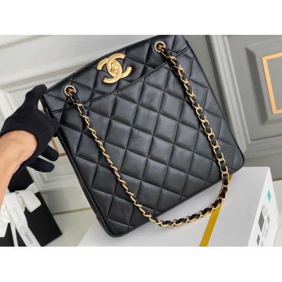 Chanel Maxi Shopping Bag Black For Women 11.8in/30cm