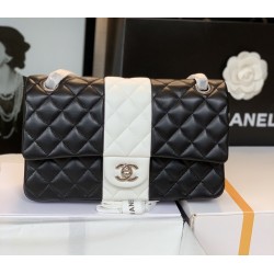 Chanel Flap Bag Black and White For Women 9.8in/25cm